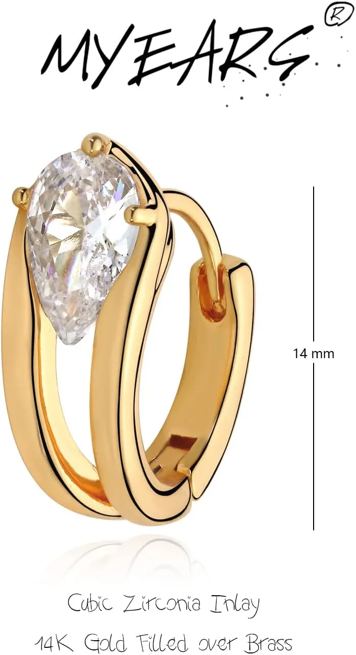 MYEARS Women Hoop Earrings Gold Huggie Cubic Zirconia 14K Small Simple Hypoallergenic Everyday Jewelry