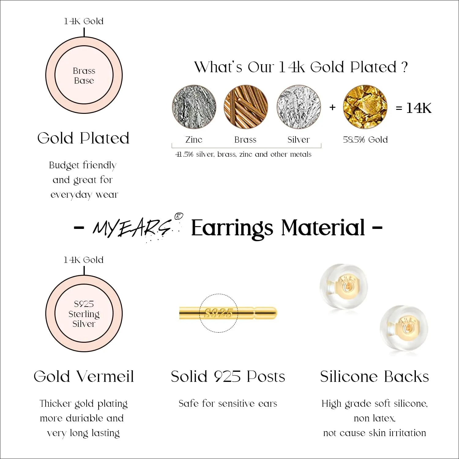 MYEARS Women Hoop Earrings Gold Open C Shape 14K Gold Plated Small Simple Hypoallergenic Everyday Illusion Jewelry
