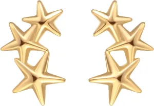 MYEARS Women Moon and Star Earrings Gold Stud 14K Gold Plated Small Simple Hypoallergenic Everyday Jewelry