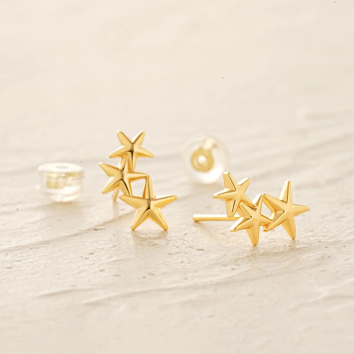 MYEARS Women Moon and Star Earrings Gold Stud 14K Gold Plated Small Simple Hypoallergenic Everyday Jewelry