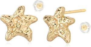MYEARS Women Moon and Star Earrings Gold Stud 14K Gold Plated Small Simple Hypoallergenic Everyday Jewelry