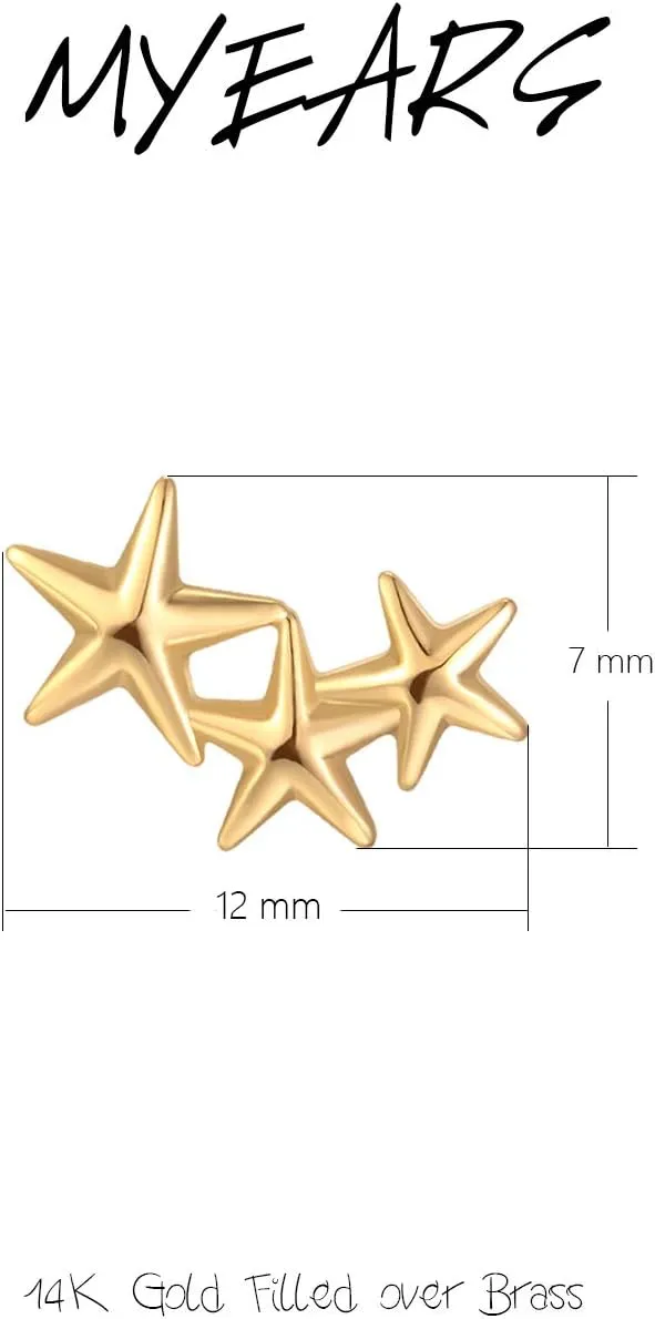 MYEARS Women Moon and Star Earrings Gold Stud 14K Gold Plated Small Simple Hypoallergenic Everyday Jewelry