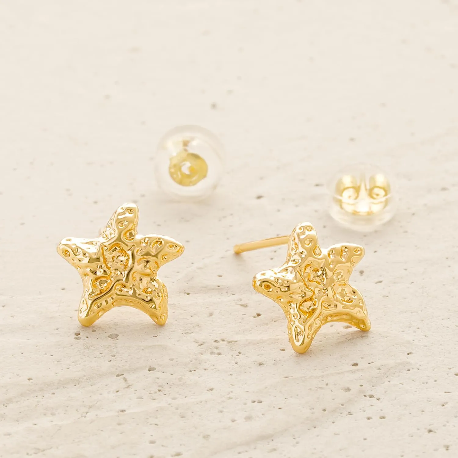 MYEARS Women Moon and Star Earrings Gold Stud 14K Gold Plated Small Simple Hypoallergenic Everyday Jewelry