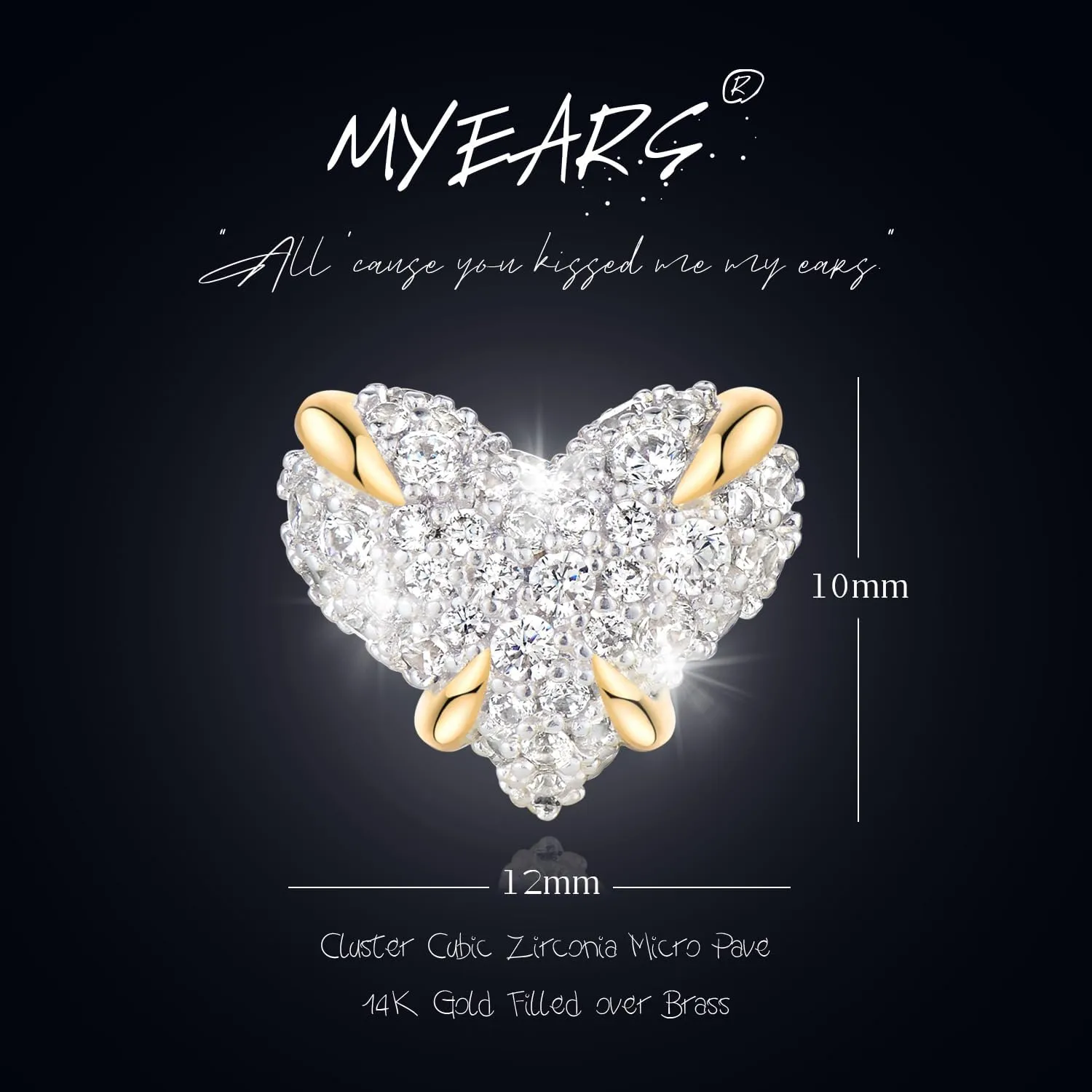 MYEARS Women Stud Earrings Gold Cluster Cubic Zirconia 14K Gold Plated Small Simple Hypoallergenic Everyday Jewelry