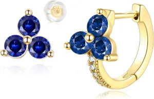 MYEARS Women Trio Earrings Gold Flower Stud Three-stone 14K Gold Plated Small Simple Hypoallergenic Everyday Jewelry
