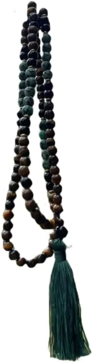 Natural African Turquoise Tiger's Eye 8mm 108 Mala Beads, Spiritual, Meditation Beads, Reiki, Japa Mala, Buddhist Prayer Beads, Yoga Bracelet, healing beads LKMALA-RRGU-30