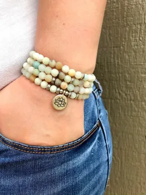 Natural AMAZONITE 6mm 108 Mala Beads, Spiritual, Meditation Beads, Reiki, Japa Mala, Buddhist Prayer Beads, Yoga Bracelet, healing beads LKMALA-RRGU-3371