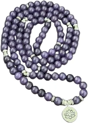Natural Amethyst 8mm 108 Mala Beads, Spiritual, Meditation Beads, Reiki, Japa Mala, Buddhist Prayer Beads, Yoga Bracelet, healing beads LKMALA-RRGU-15