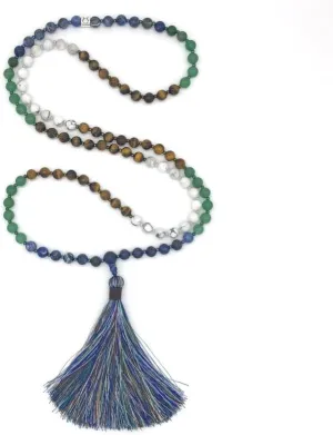 Natural GREEN AVENTURINE,HOWLITE,SODALITE,TIGERS EYE 8mm 108 Mala Beads, Spiritual, Meditation Beads, Reiki, Japa Mala, Buddhist Prayer Beads, Yoga Bracelet, healing beads LKMALA-RRGU-2656