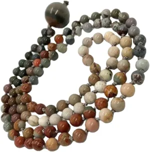 Natural jasper 6mm-10mm 108 Mala Beads, Spiritual, Meditation Beads, Reiki, Japa Mala, Buddhist Prayer Beads, Yoga Bracelet, healing beads LKMALA-RRGU-425