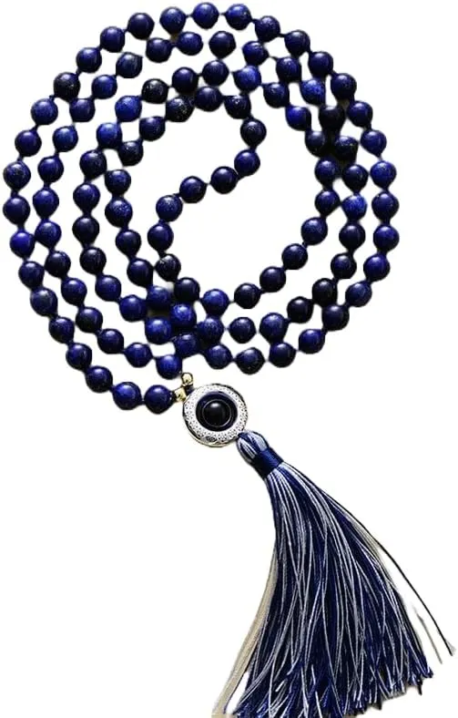 Natural lapis lazuli 8mm 108 Mala Beads, Spiritual, Meditation Beads, Reiki, Japa Mala, Buddhist Prayer Beads, Yoga Bracelet, healing beads LKMALA-RRGU-1412