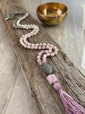 Natural Moonstone ,Kunzite,Labradorite,lava 8mm 108 Mala Beads, Spiritual, Meditation Beads, Reiki, Japa Mala, Buddhist Prayer Beads, Yoga Bracelet, healing beads LKMALA-RRGU-1148