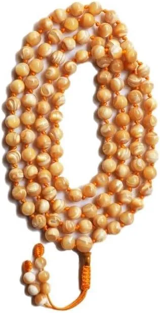 Natural Mother Of Pearl 6mm 108 Mala Beads, Spiritual, Meditation Beads, Reiki, Japa Mala, Buddhist Prayer Beads, Yoga Bracelet, healing beads LKMALA-RRGU-863