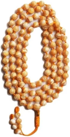 Natural Mother Of Pearl 6mm 108 Mala Beads, Spiritual, Meditation Beads, Reiki, Japa Mala, Buddhist Prayer Beads, Yoga Bracelet, healing beads LKMALA-RRGU-863