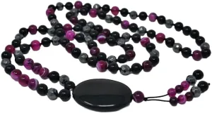 Natural Onyx Agate Hematite 8mm-7x3mm 108 Mala Beads, Spiritual, Meditation Beads, Reiki, Japa Mala, Buddhist Prayer Beads, Yoga Bracelet, healing beads LKMALA-RRGU-359, 34 inch