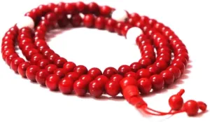 Natural Red Coral,conch shell 8mm 108 Mala Beads, Spiritual, Meditation Beads, Reiki, Japa Mala, Buddhist Prayer Beads, Yoga Bracelet, healing beads LKMALA-RRGU-670