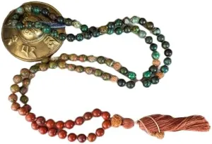 Natural RED JASPER,UNAKITE,AFRICAN TURQUOISE 8mm 108 Mala Beads, Spiritual, Meditation Beads, Reiki, Japa Mala, Buddhist Prayer Beads, Yoga Bracelet, healing beads LKMALA-RRGU-91