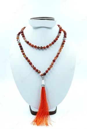 Natural Red Sulemani Beads 8mm 108 Mala Beads, Spiritual, Meditation Beads, Reiki, Japa Mala, Buddhist Prayer Beads, Yoga Bracelet, healing beads LKMALA-RRGU-2782