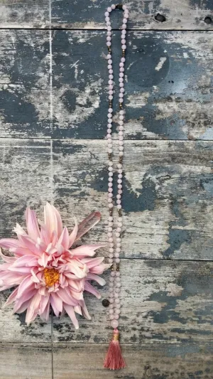 Natural Rose Quartz 6mm 108 Mala Beads, Spiritual, Meditation Beads, Reiki, Japa Mala, Buddhist Prayer Beads, Yoga Bracelet, healing beads LKMALA-RRGU-3889