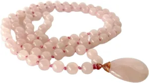 Natural Rose quartz 8mm 108 Mala Beads, Spiritual, Meditation Beads, Reiki, Japa Mala, Buddhist Prayer Beads, Yoga Bracelet, healing beads LKMALA-RRGU-2404