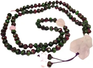 Natural Ruby in Zoisite and Rose Quartz 8mm 108 Mala Beads, Spiritual, Meditation Beads, Reiki, Japa Mala, Buddhist Prayer Beads, Yoga Bracelet, healing beads LKMALA-RRGU-3902