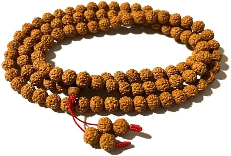 Natural RuDRaksha 8mm 108 Mala Beads, Spiritual, Meditation Beads, Reiki, Japa Mala, Buddhist Prayer Beads, Yoga Bracelet, healing beads LKMALA-RRGU-2870