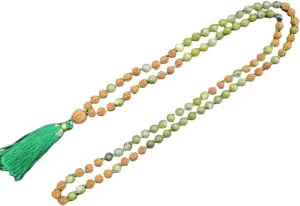 Natural Rudraksha with Green Jade 8mm 108 Mala Beads, Spiritual, Meditation Beads, Reiki, Japa Mala, Buddhist Prayer Beads, Yoga Bracelet, healing beads LKMALA-RRGU-3165