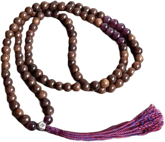 Natural Sandalwood & Cat's Eye 6mm 108 Mala Beads, Spiritual, Meditation Beads, Reiki, Japa Mala, Buddhist Prayer Beads, Yoga Bracelet, healing beads LKMALA-RRGU-1164, 34 inch