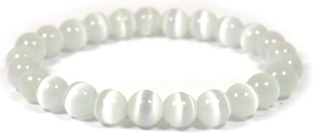 Natural Selenite Bracelet 8mm for Reiki Healing, Vastu Correction, Protection, Concentration, Spirituality, and Creativity  Women Made Authentic Energy Healing Crystal Jewelry
