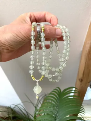 Natural serpentine,lizardite 6mm,2mm 108 Mala Beads, Spiritual, Meditation Beads, Reiki, Japa Mala, Buddhist Prayer Beads, Yoga Bracelet, healing beads LKMALA-RRGU-3448