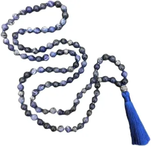 Natural Sodalite 8mm 108 Mala Beads, Spiritual, Meditation Beads, Reiki, Japa Mala, Buddhist Prayer Beads, Yoga Bracelet, healing beads LKMALA-RRGU-3139