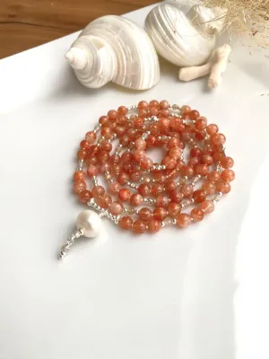 Natural Sunstone 6mm 108 Mala Beads, Spiritual, Meditation Beads, Reiki, Japa Mala, Buddhist Prayer Beads, Yoga Bracelet, healing beads LKMALA-RRGU-3416
