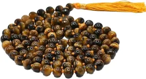 Natural Tiger Eye 8mm 108 Mala Beads, Spiritual, Meditation Beads, Reiki, Japa Mala, Buddhist Prayer Beads, Yoga Bracelet, healing beads LKMALA-RRGU-1535