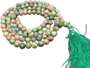 Natural Unakite 8mm 108 Mala Beads, Spiritual, Meditation Beads, Reiki, Japa Mala, Buddhist Prayer Beads, Yoga Bracelet, healing beads LKMALA-RRGU-281