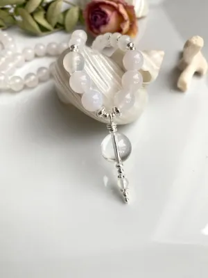 Natural White Agate 8mm 108 Mala Beads, Spiritual, Meditation Beads, Reiki, Japa Mala, Buddhist Prayer Beads, Yoga Bracelet, healing beads LKMALA-RRGU-3434