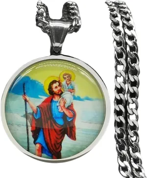 New 2025 Arrival Christian Jesus Medal Pendant Necklace For Women Men Gold Color Stainless Steel Glass Clavicle Chain With For You Jewelry Fashion Accessories Creative Gift