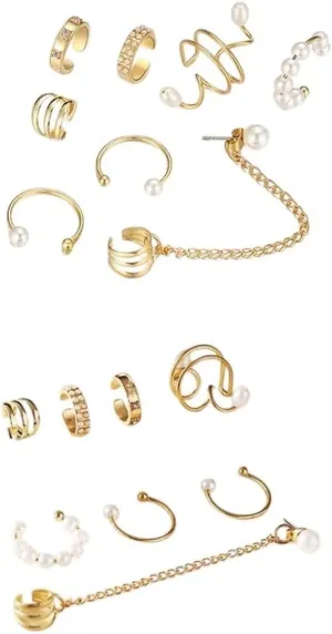New 2025 Unisex Gold Silver Color Leaves Ear Cuff Without Piercing Clips Set Butterfly Earrings For Women Trendy Earring Pearl Drop Jewelry Findings Fashion Accessories Creative Gift And Men