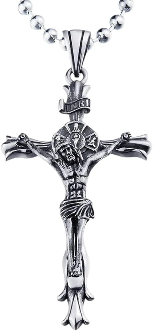 New 2026 Arrive Unisex Gift Fashion 316L Stainless Steel Jesus Cross Pendant Necklace Christian Hip Hop Rock Decoration Jewelry Luxury With For You Accessories Trendy Creative Best For Women And Men