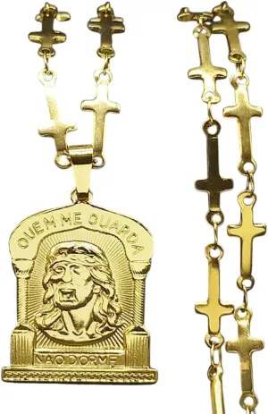 New 2026 Arrive Unisex Ouem Me Guarda Religon Jesus Protect Pendant Necklace For Women Men Stainless Steel Gold Color Amulet Male Chain Decoration Jewelry Luxury With You Accessories Trendy And