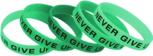 New 2026 Unisex 1Pcs Glow in The Dark Wristband Never Give Up Encouragement Rubber Band Silicone Bracelet Bangle Decoration Jewelry Luxury with for You Accessories Trendy Creative for Women and Men