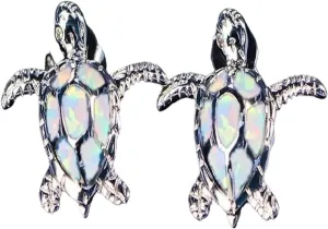 New 2026 Unisex Cute Sea Stud Earring For Women Fashion Imitation Blue Fire Opal Screw Back Earrings Wedding Band Jewelry Gifts Decoration Luxury Accessories Trendy For Women And Men
