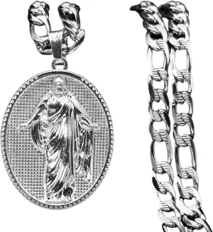 New 2026 Unisex Religious Jesus Medal Pendant Necklace For Women Men Stainless Steel Silver Color Catholic Holy Chain Hip Hop Amulet Decoration Jewelry Luxury With You Accessories Trendy And