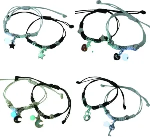 New 2026 Unisex Stainles Stell Glow In The Dark Star Butterfly Couples Bracelet For Lover Heart Pendant Adjustable Friendship Love Jewelry Gift Fashion Trendy Accessories Creative For Women And Men