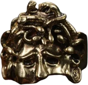 New for Trendy 2025 New Vintage Gold Religious Faith Jesus Medusa Head Ring for Men and Women 2025 Fashion Jewelry Gift Jewelry Fashion Accessories Creative Gift