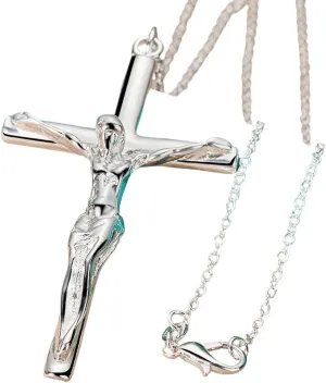 New For Trendy 2025 Silver Color Jesus Cross Pendant Necklace 16/18/20/22/24/26/30 Inch Chain For Woman Man Charm Wedding Jewelry Fashion Accessories Creative Gift