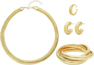 NEWITIN 5 Pieces Lucky Clover Jewelry Set for Women Gold Jewelry Set 18K Gold Plated Flower Design Five Leaf Necklace Bracelet Ring Earrings for Women