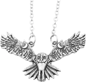 Night Owl Spreading Wings Necklace: Vintage Style, Finely Crafted in Zinc Alloy