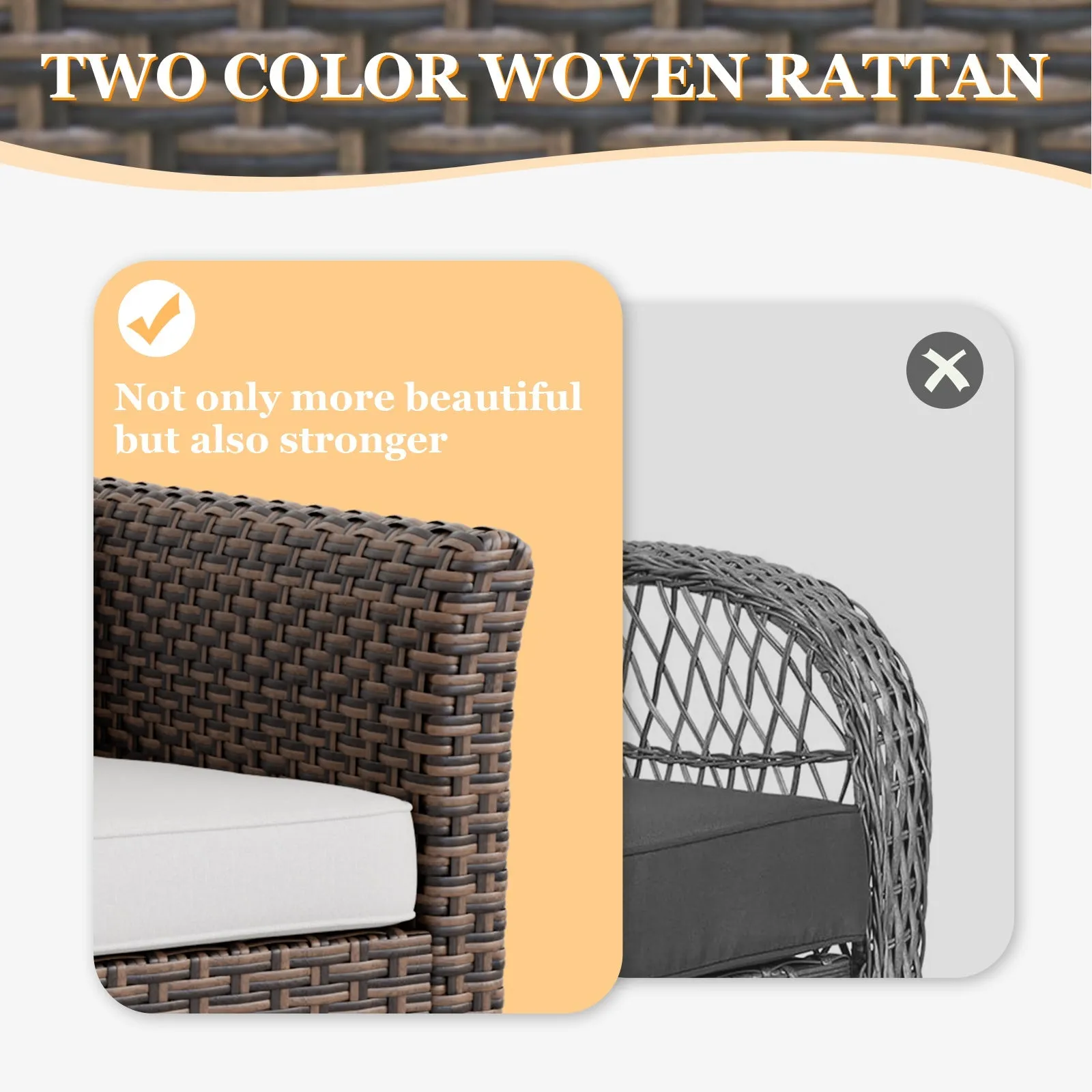 Ocean Vista Outdoor Wicker Patio Sofa Deep Cushions Rattan Loveseat