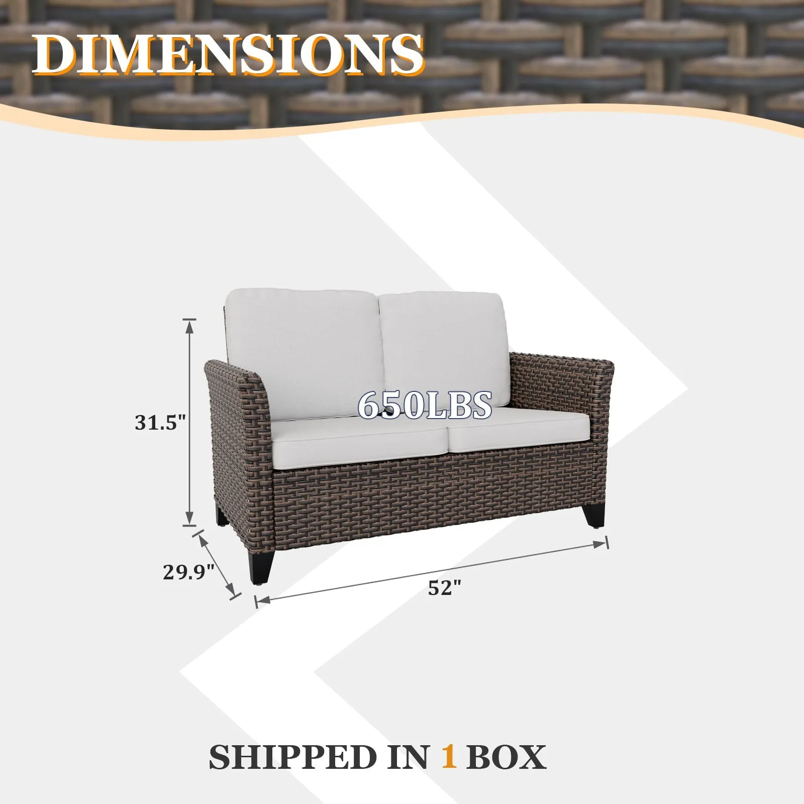 Ocean Vista Outdoor Wicker Patio Sofa Deep Cushions Rattan Loveseat