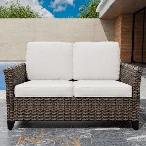 Ocean Vista Outdoor Wicker Patio Sofa Deep Cushions Rattan Loveseat
